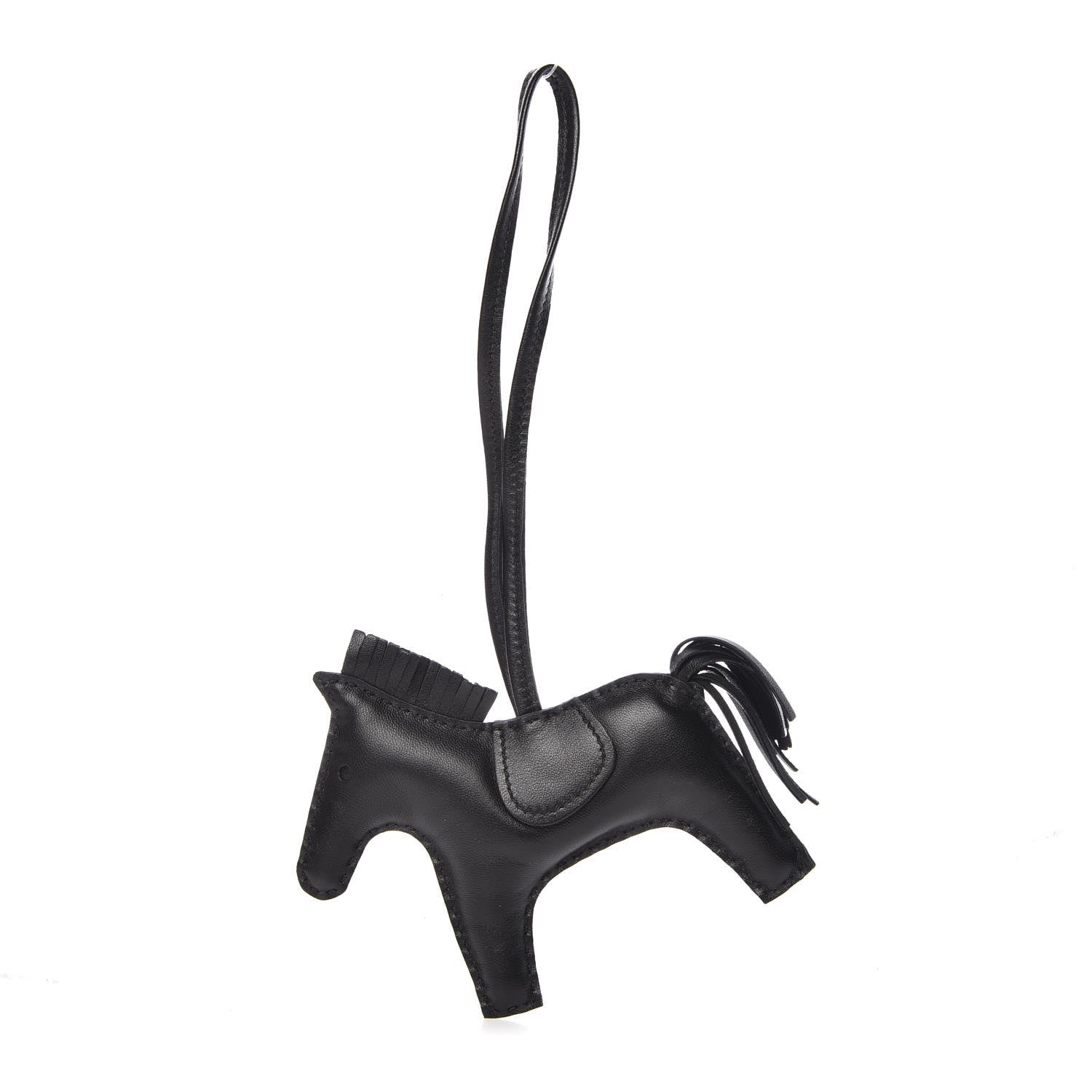 Hermes Milo Lambskin Grigri Rodeo Horse Bag Charm MM So Black 1 of 5