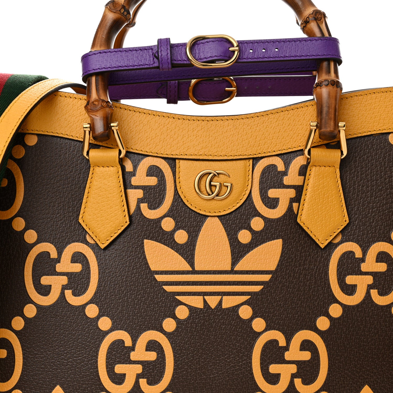 Gucci X ADIDAS Textured Dollar Calfskin Jumbo GG Textured Web