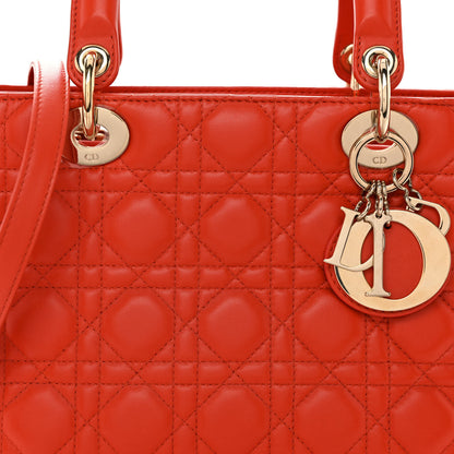 Christian Dior Lambskin Cannage Medium Lady Dior Orange 7 of 9