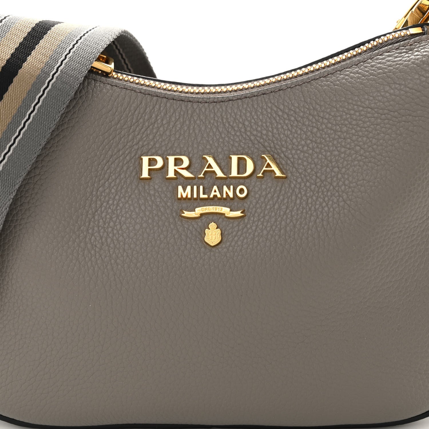 Prada Vitello Phenix Small Zippered Messenger Hobo Argilla 7 of 9