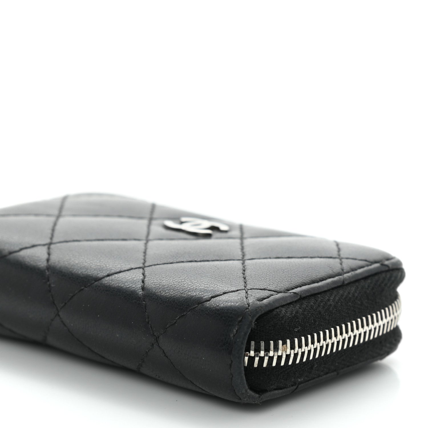 Chanel Lambskin Quilted Zip Coin Purse Black 10 of 12