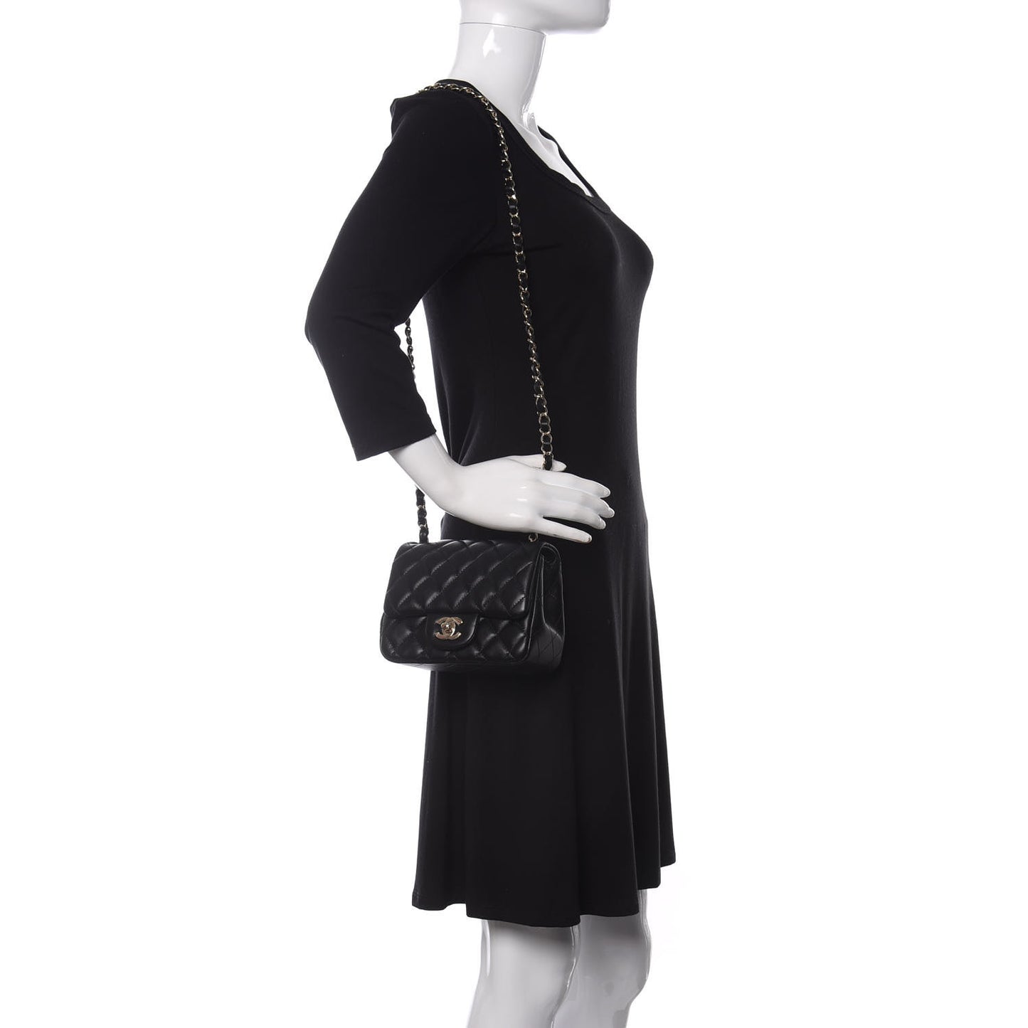 Lambskin Quilted Mini Square Flap Black