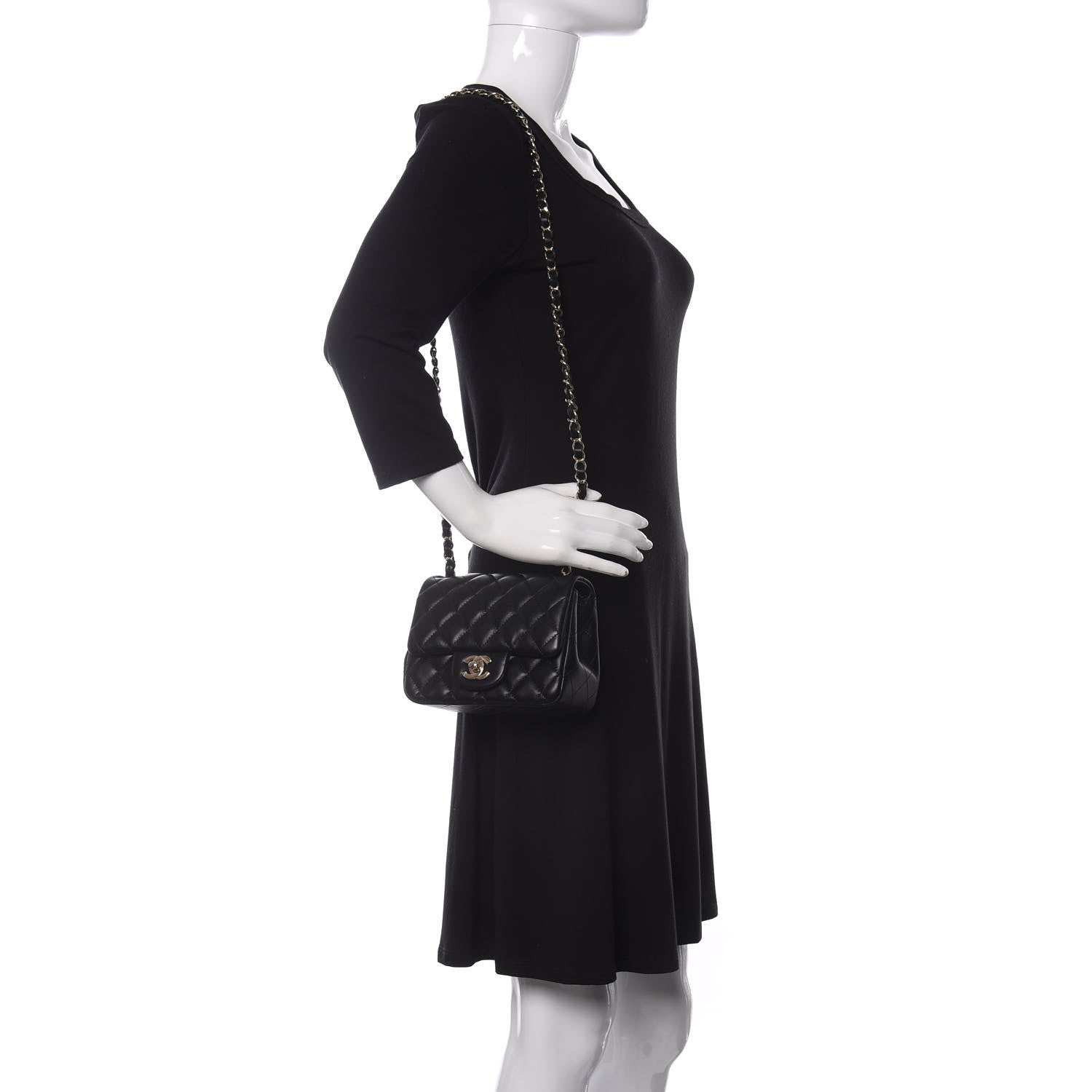 Chanel Lambskin Quilted Mini Square Flap Black 2 of 10