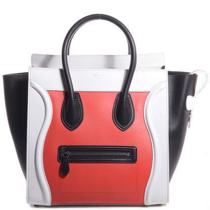 Celine Smooth Calfskin Mini Tri-Color Luggage Vermillion 1 of 7