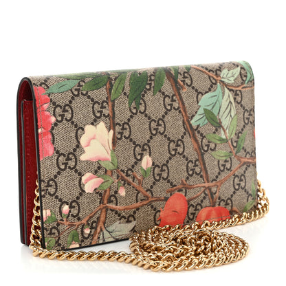 Gucci GG Supreme Monogram Tian Chain Wallet Beige Multicolor Red 3 of 10