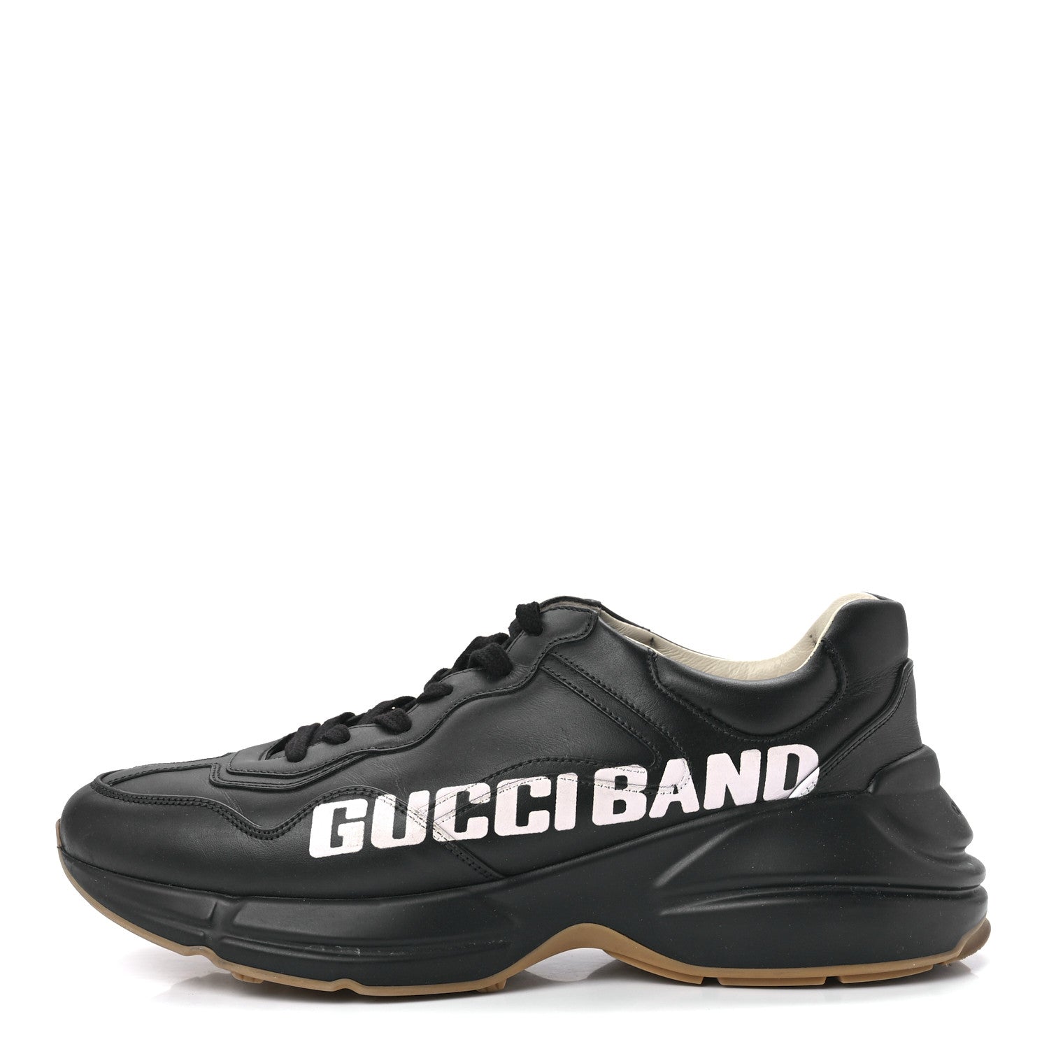 Gucci Calfskin Gucci Band Printed Mens Rhyton Sneakers 10.5 Apollo Black 1 of 9