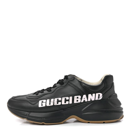 Gucci Calfskin Gucci Band Printed Mens Rhyton Sneakers 10.5 Apollo Black 1 of 9