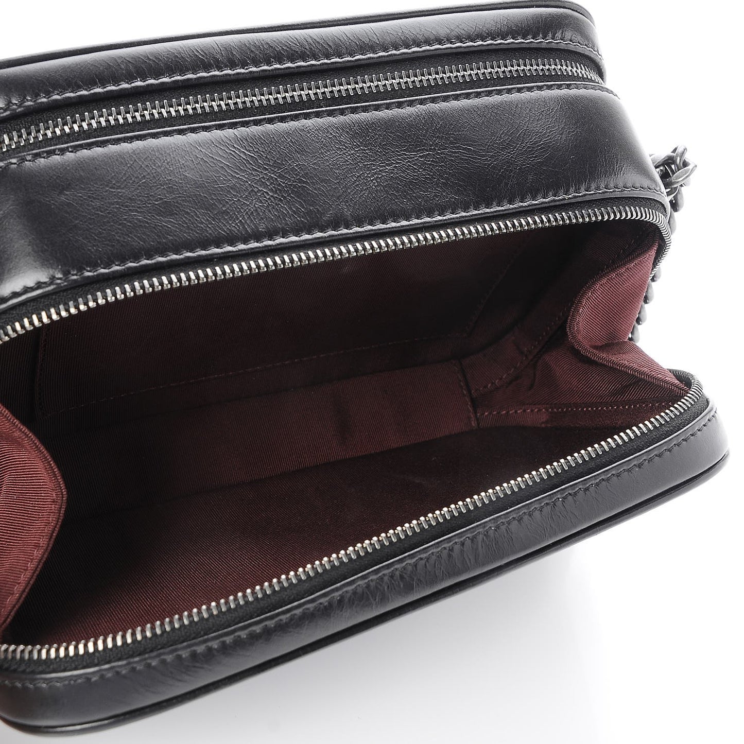 Glazed Calfskin Small Coco Boy Camera Case Black