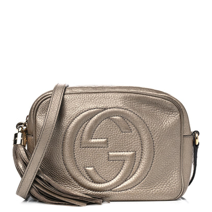 Gucci Metallic Pebbled Calfskin Small Soho Disco Bag Golden Beige 1 of 11