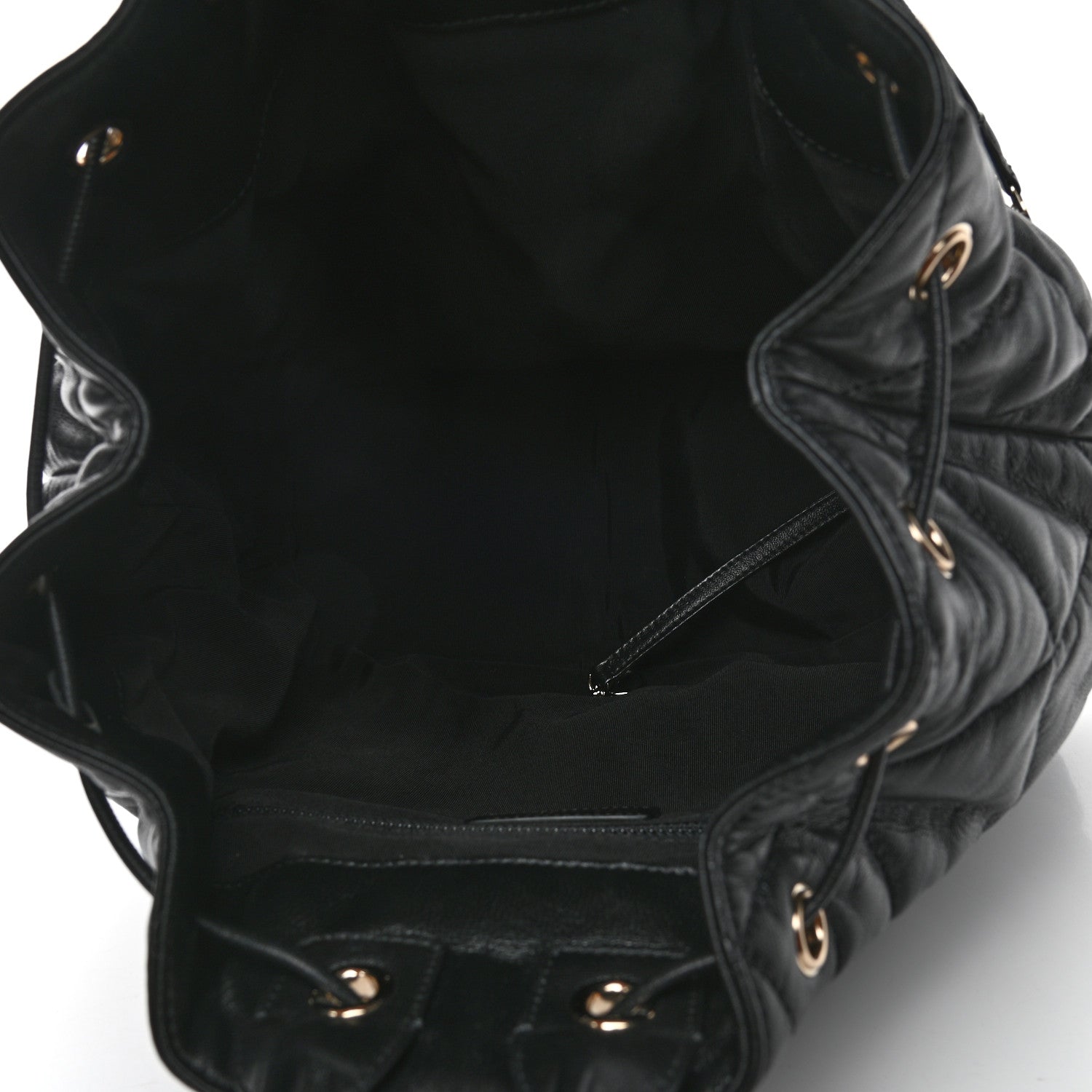 Chanel Lambskin Quilted Drawstring Backpack Black 4 of 8