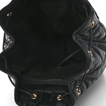 Chanel Lambskin Quilted Drawstring Backpack Black 4 of 8