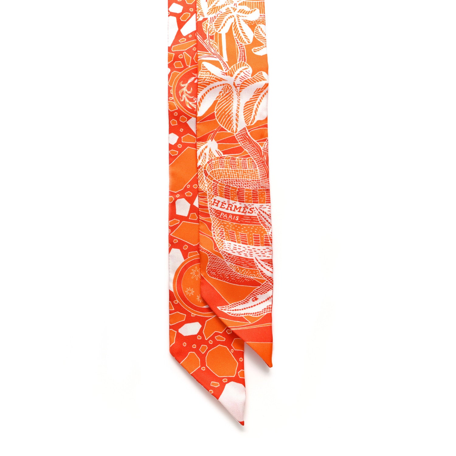 Hermes Silk La Danse Des Amazones Twilly Orange Corail White 2 of 6