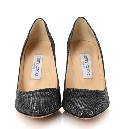 Jimmy Choo Lame Glitter Zebra Print Abel Pumps 36.5 Black Amber 3 of 9