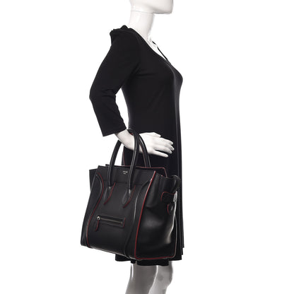 Celine Smooth Calfskin Mini Luggage Black Pink Trim 2 of 23