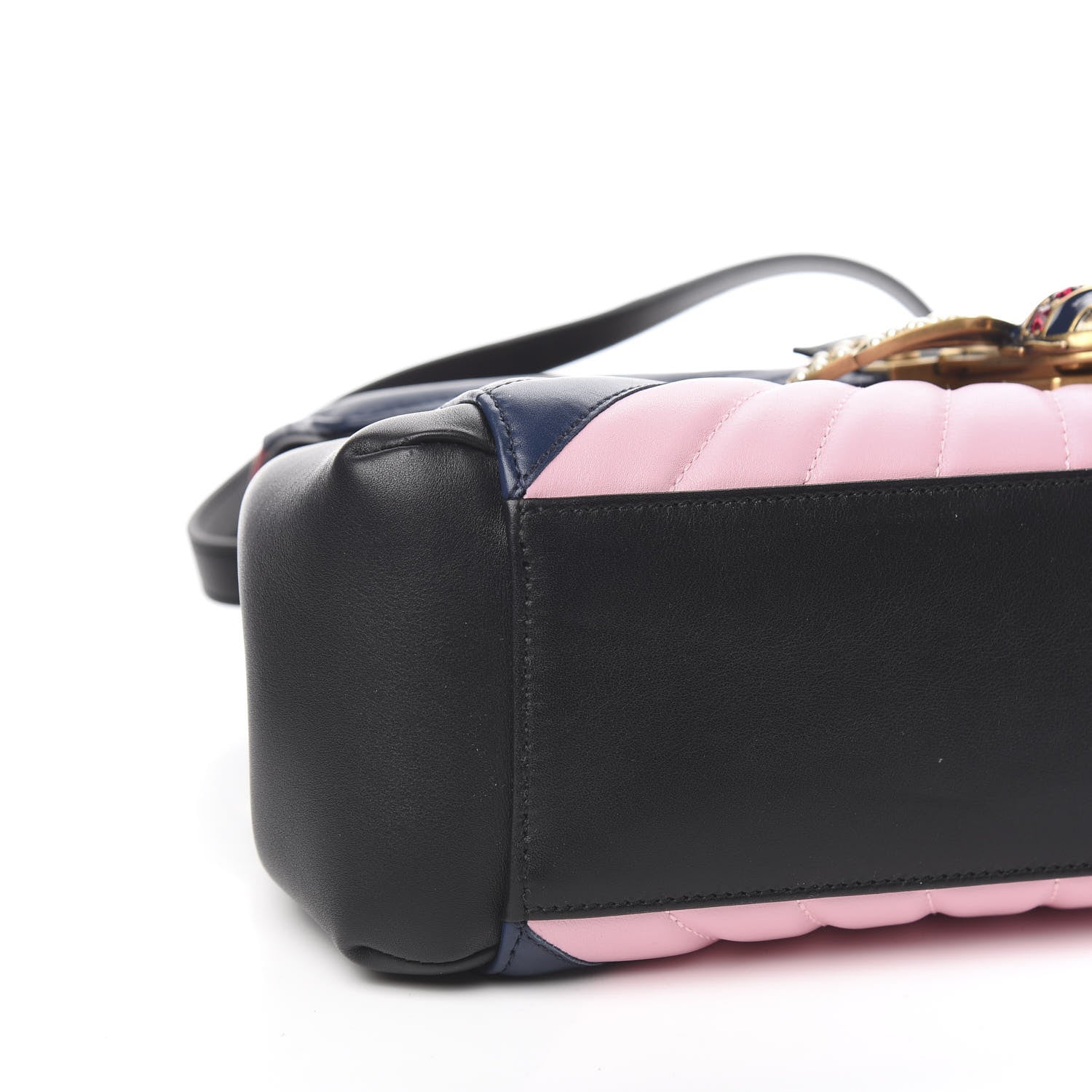Gucci Calfskin Bamboo Trapuntata Queen Margaret Top Handle Bag Blue Agata Hibiscus Red Mystic White Sugar Pink 8 of 12