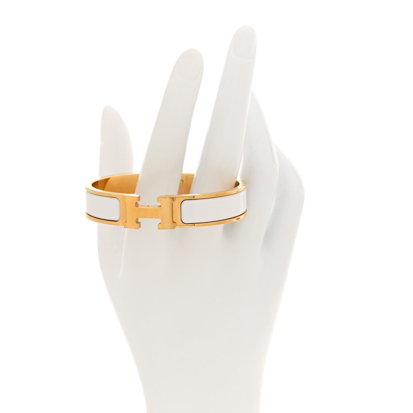 Enamel Narrow Clic Clac H Bracelet PM White