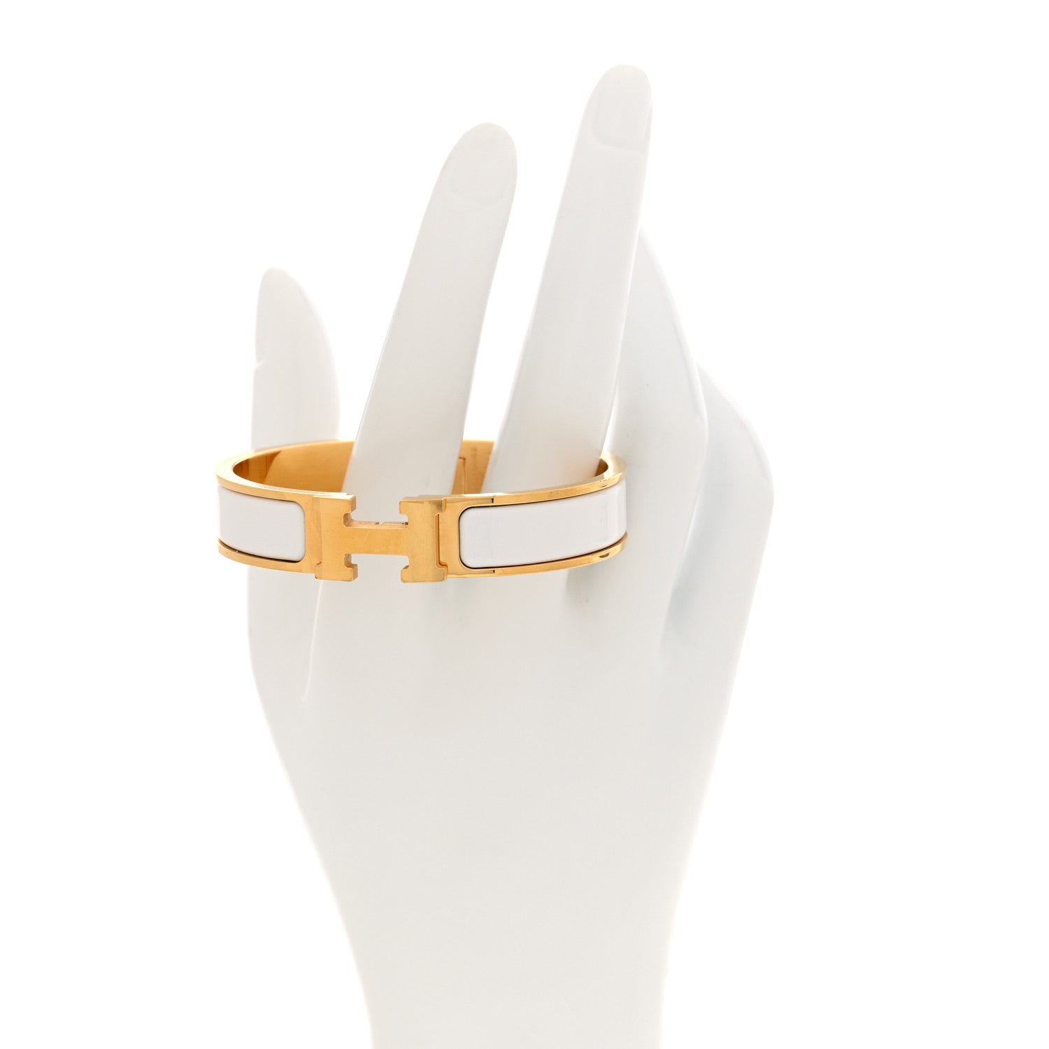 Hermes Enamel Narrow Clic Clac H Bracelet PM White 2 of 4