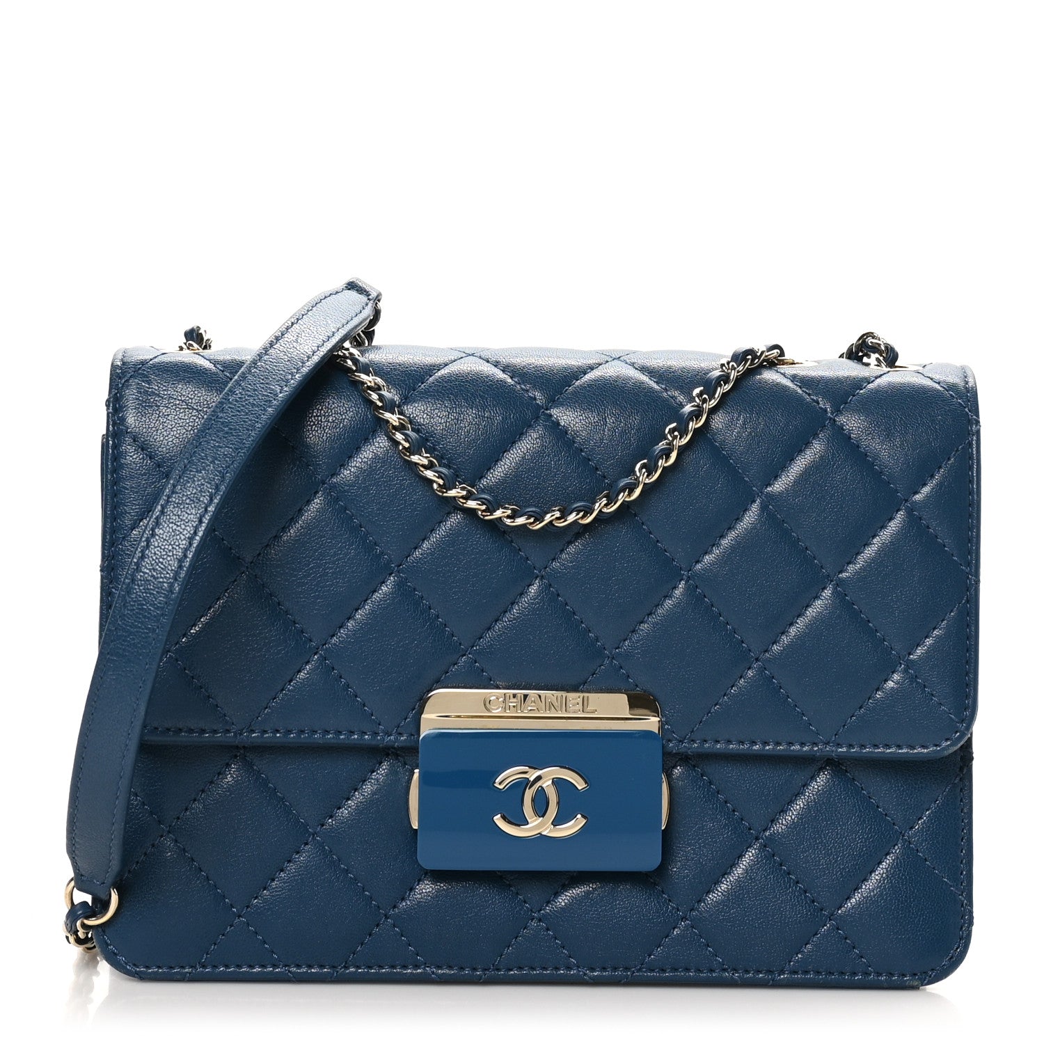 Chanel Sheepskin Quilted Beauty Lock Flap Blue 1 of 10