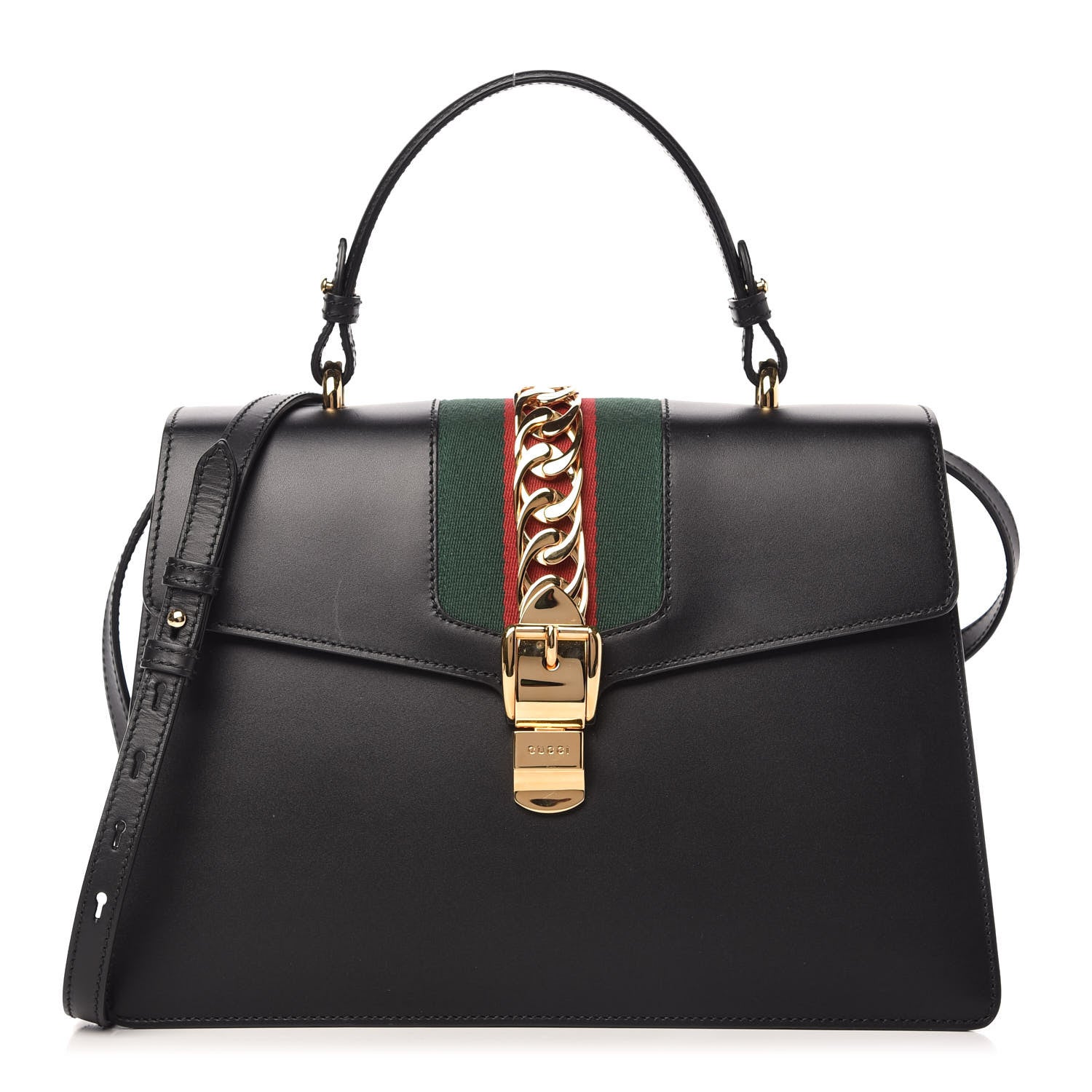 Gucci Calfskin Medium Sylvie Top Handle Bag Black 1 of 10