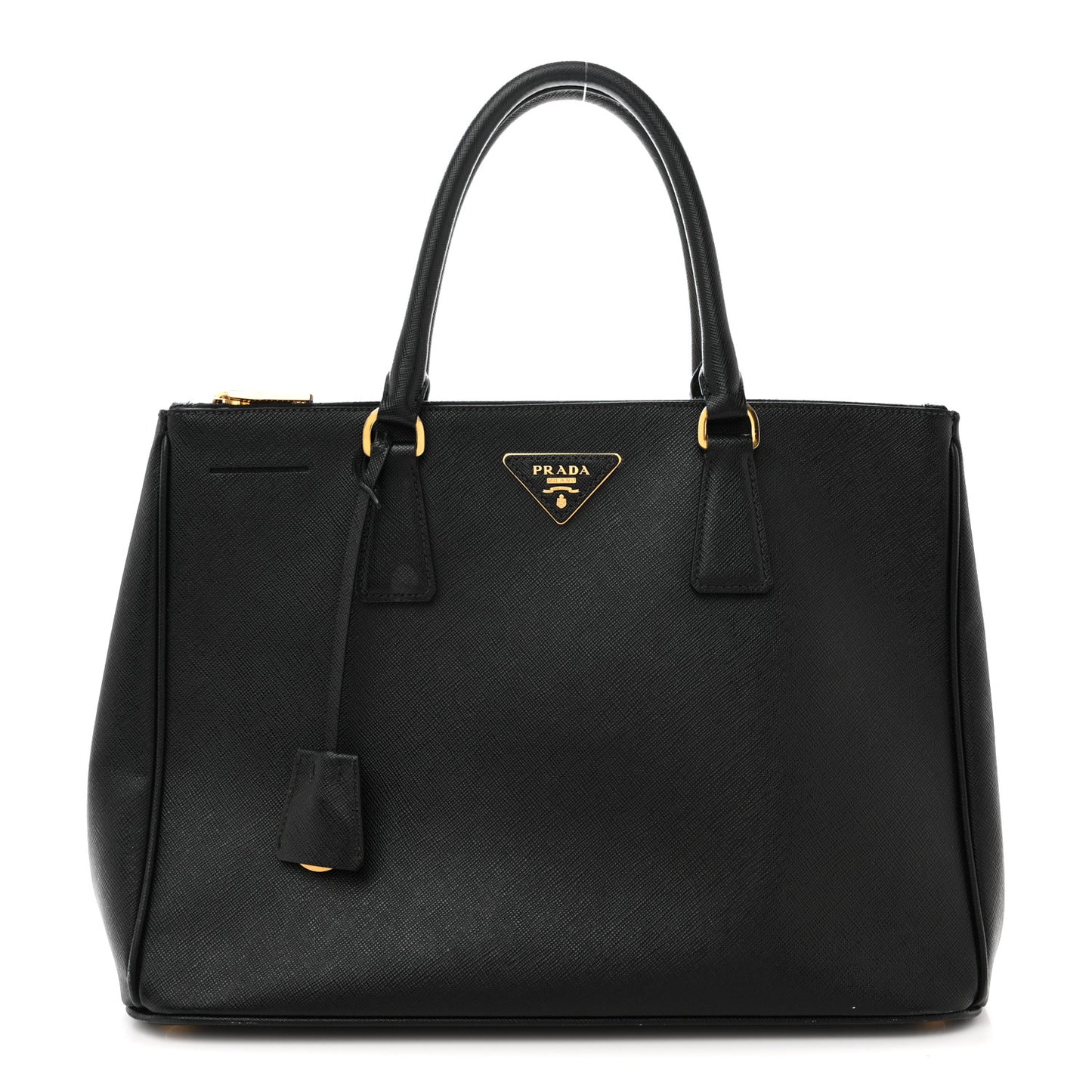 Saffiano Lux Medium Galleria Double Zip Tote Black