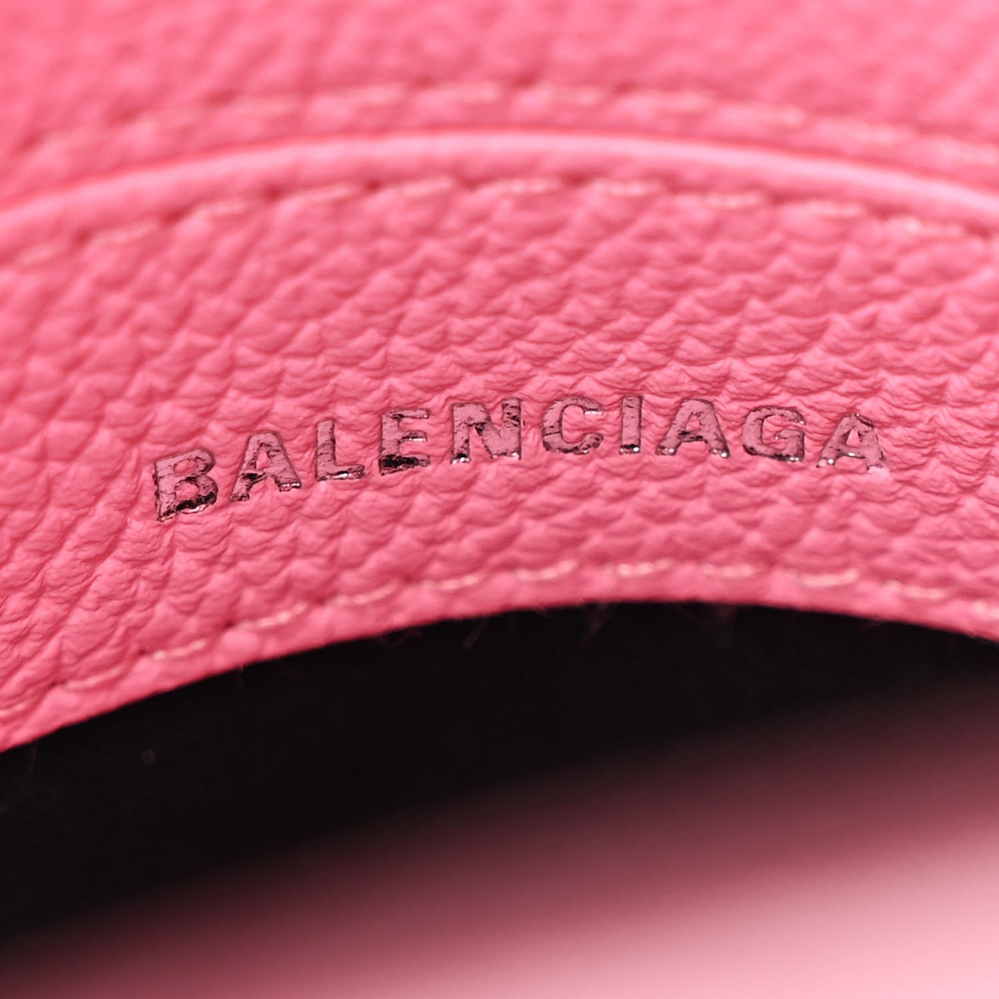 Signature Grained Calfskin Logo XXS Ville Top Handle Bag Rose Bubblegum Black