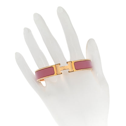 Hermes Enamel Narrow Clic Clac H Bracelet PM Rose Delirium 2 of 6