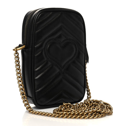 Gucci Calfskin Matelasse Mini GG Marmont Crossbody Bag Black 3 of 7