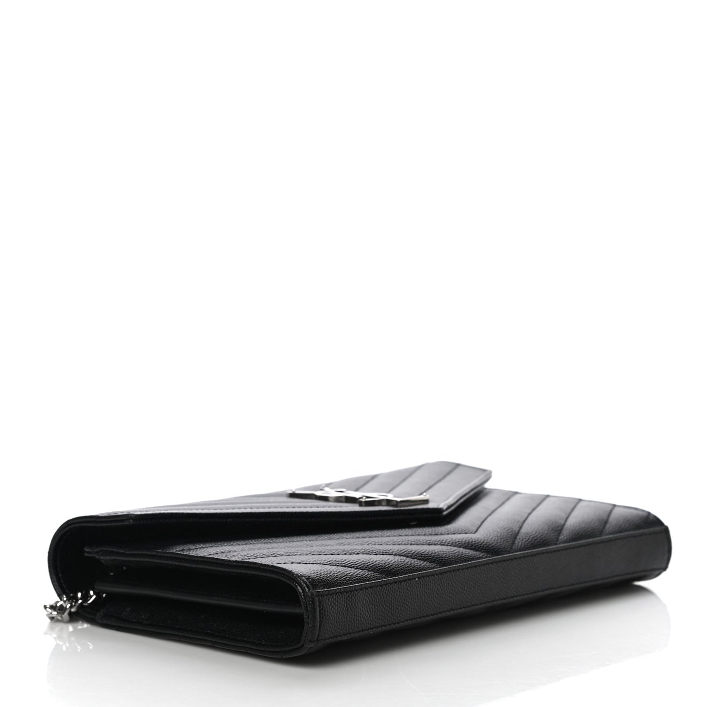 Grain De Poudre Matelasse Chevron Monogram Chain Wallet Black