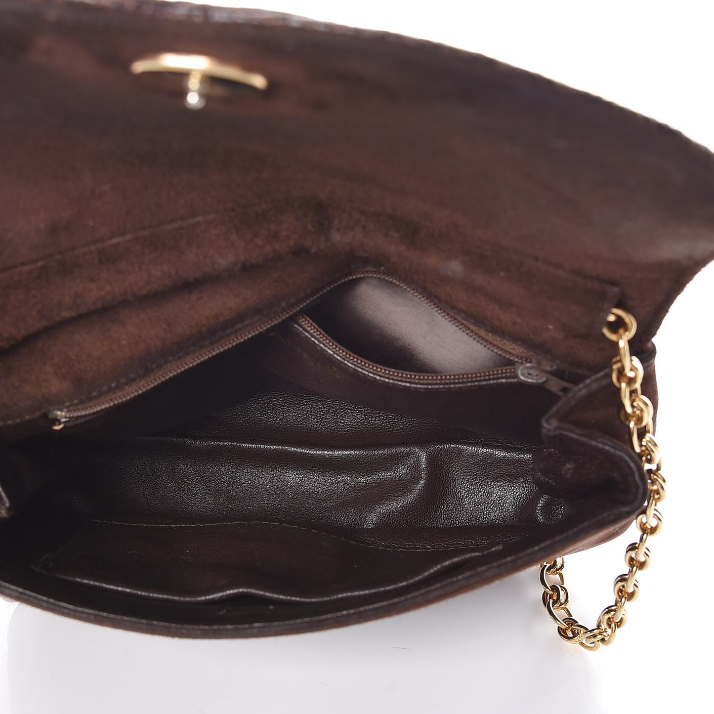 Suede Lizard Small Flap Brown