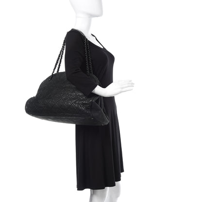 Chanel Iridescent Calfskin Stitched Extra Large Just Mademoiselle Bowling Bag Black 2 of 15