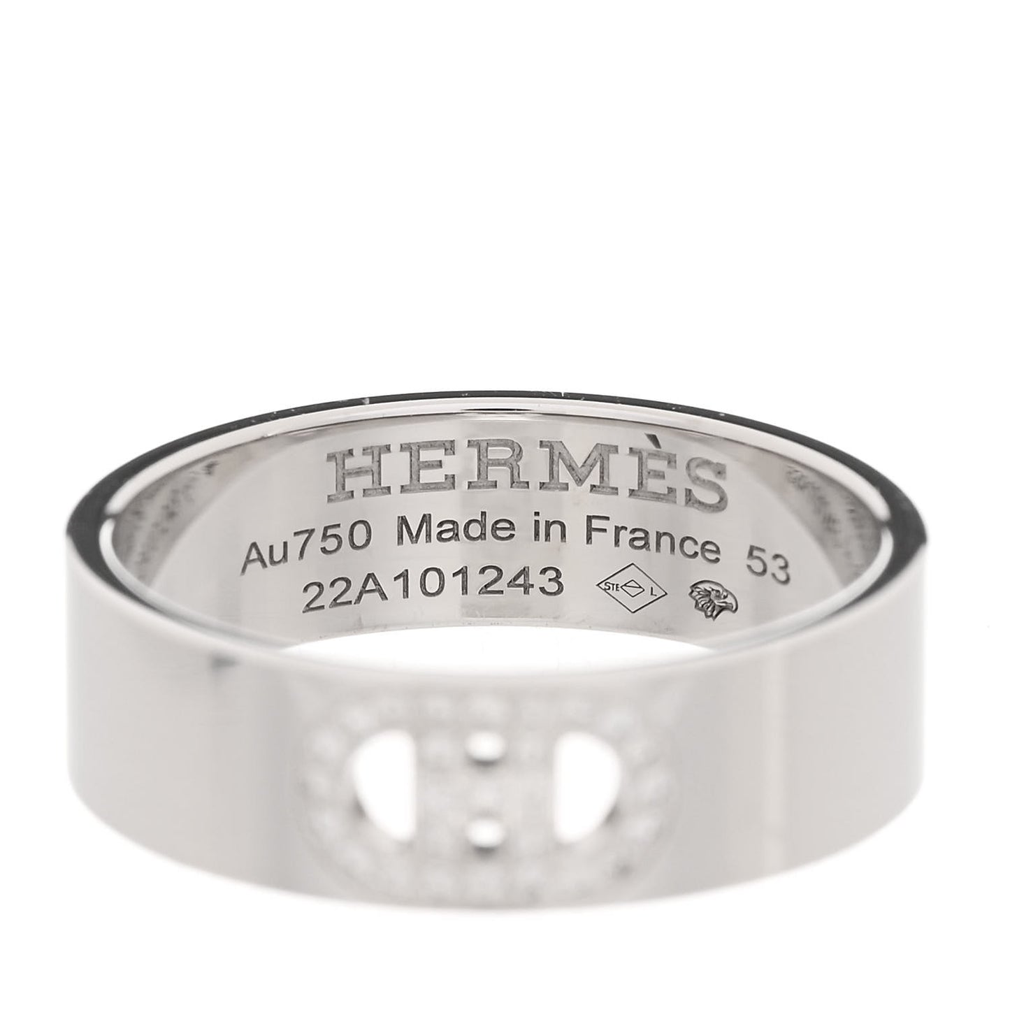 18K White Gold Diamond PM H D'Ancre Ring 53 6.25