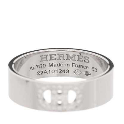Hermes 18K White Gold Diamond PM H D'Ancre Ring 53 6.25 4 of 5
