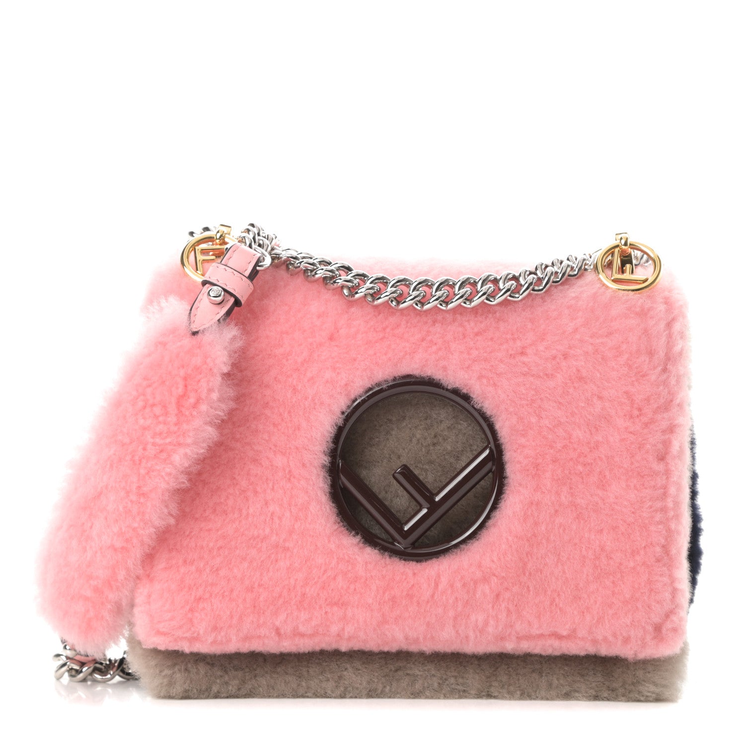 Fendi Shearling Vitello Century F is Fendi Small Kan I Shoulder Bag Pink Tortora Blue 1 of 11