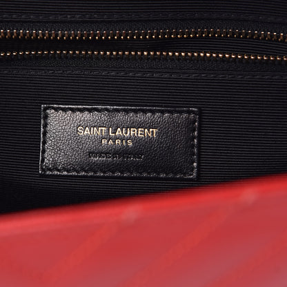 Saint Laurent Grain De Poudre Matelasse Chevron Large Monogram Satchel Lipstick Red 7 of 10