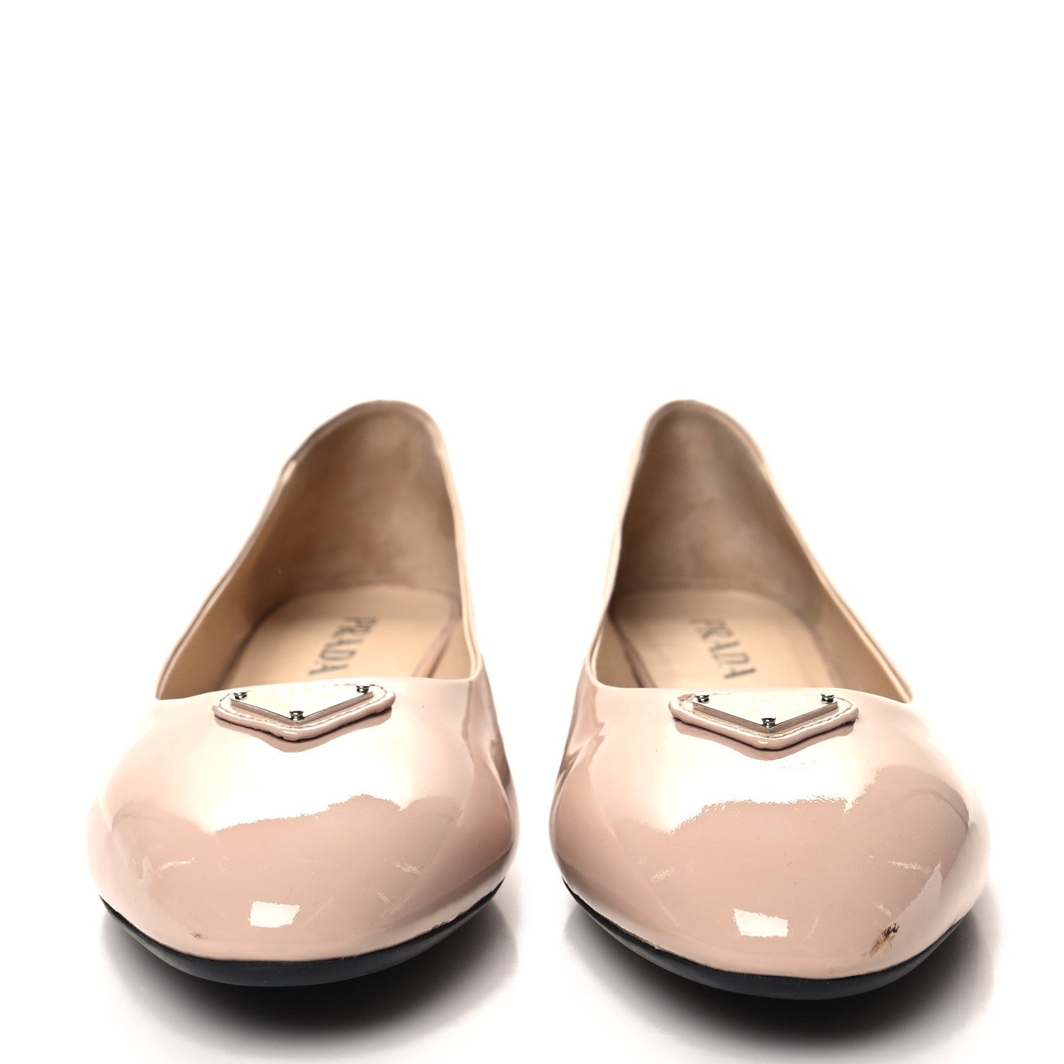 Prada Patent Triangle Ballerina Flats 39.5 Cipria 2 of 10