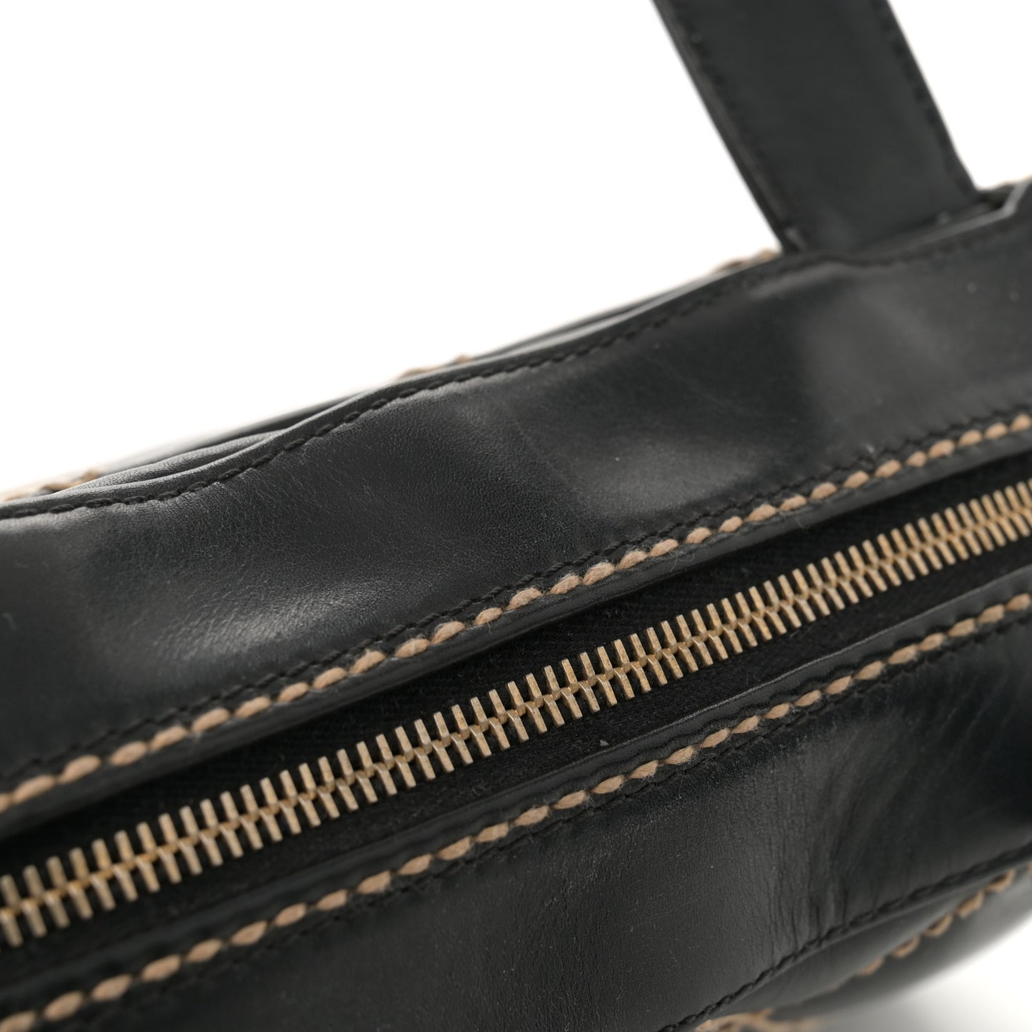 Calfskin Contrast Stitch Surpique Bowler Black
