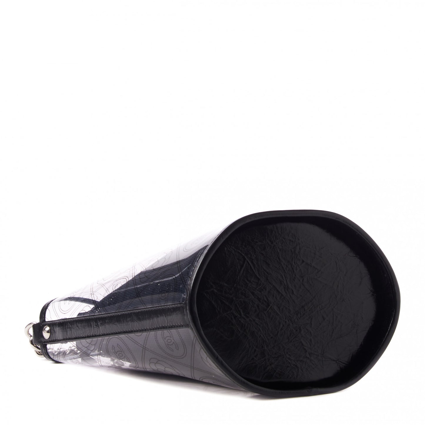 Crumpled Calfskin PVC Bucket Bag Black