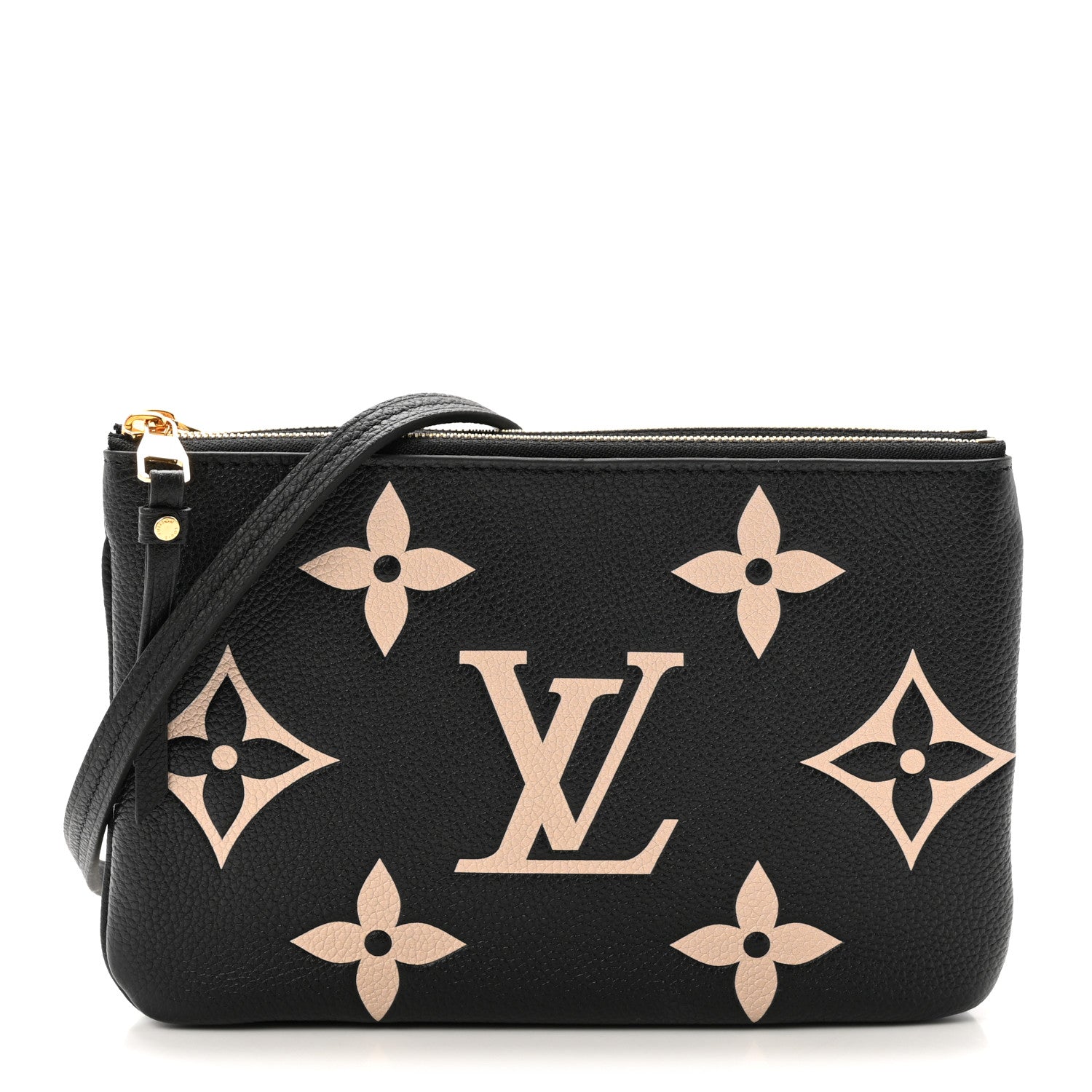 Louis Vuitton Empreinte Monogram Giant Double Zip Pochette Black Cream 1 of 10