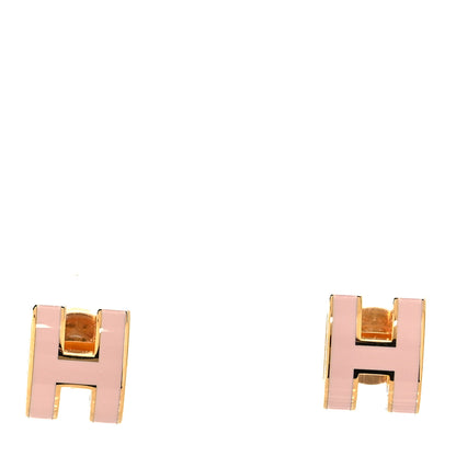 Hermes Gold Lacquered Mini Pop H Earrings Mauve Sylvestre 1 of 6