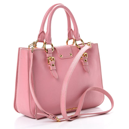 Miu Miu Goatskin Madras Shopping Tote Rosa 2 of 27