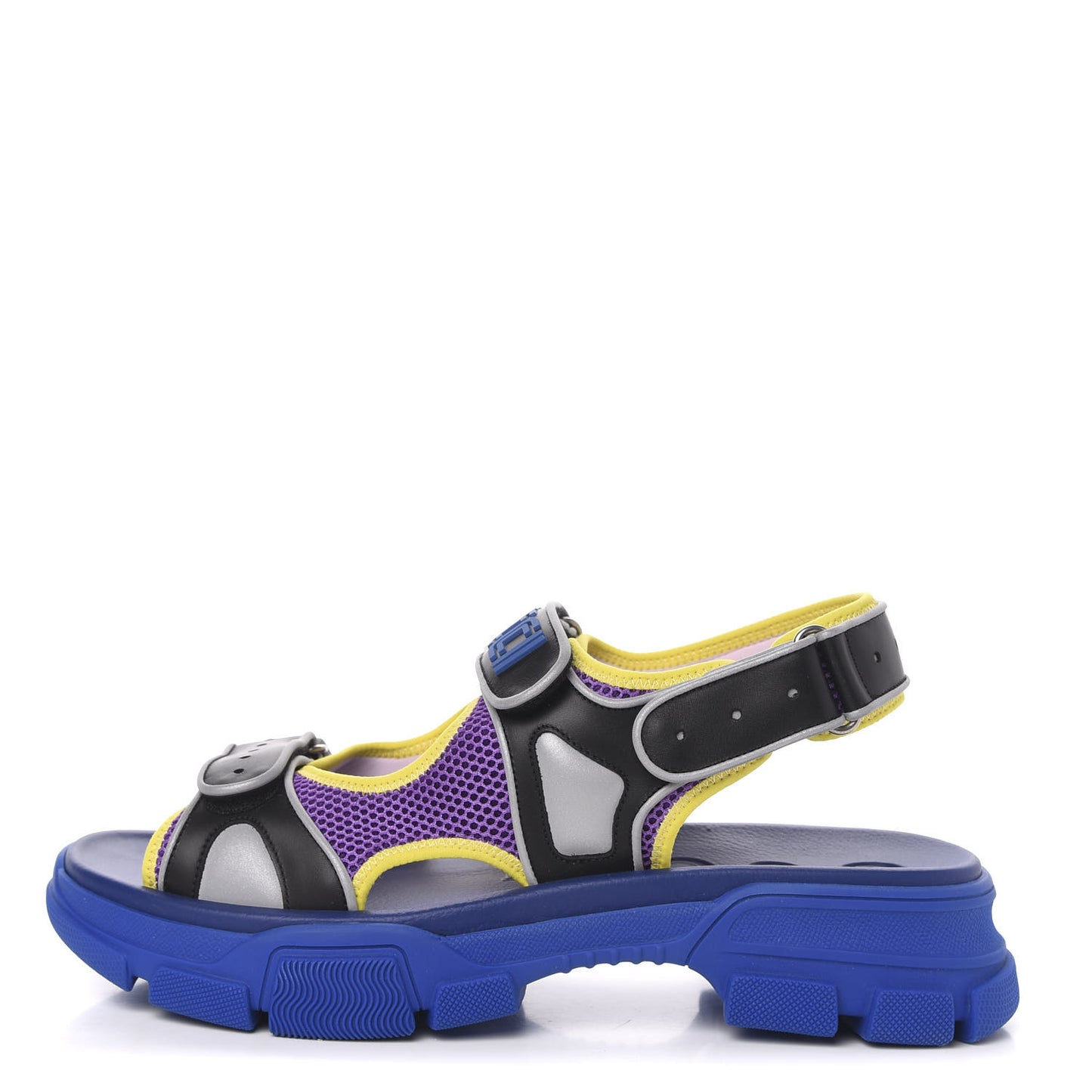 X SEGA Calfskin Mesh Mens Aguru Sandals 12 Black Blue Purple