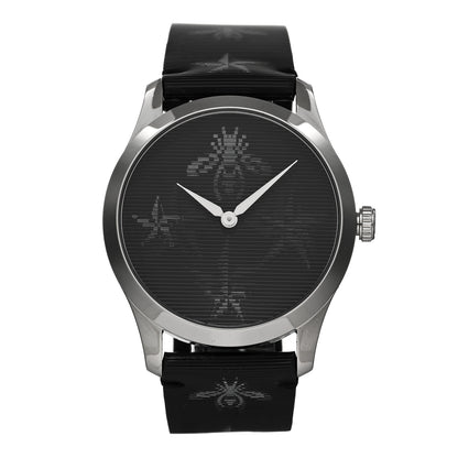 Gucci Stainless Steel Calfskin 38mm G-Timeless Bee Star Hologram Quartz Watch Black 1 of 4