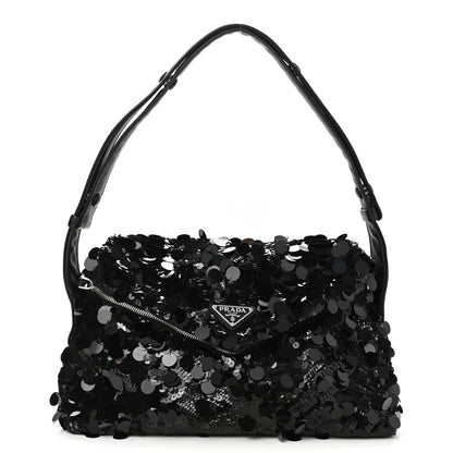 Prada Paillettes Vitello Signaux Bag Black 1 of 10