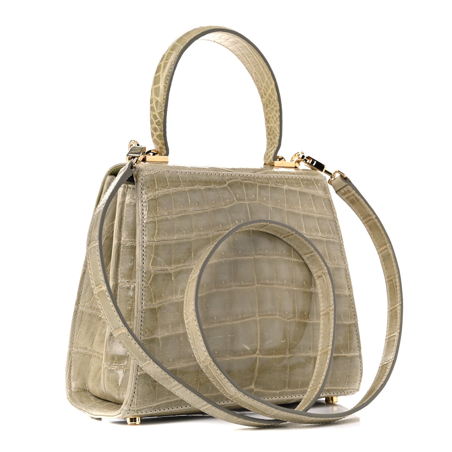 Crocodile Gancini 2-Way Top Handle Bag Olive