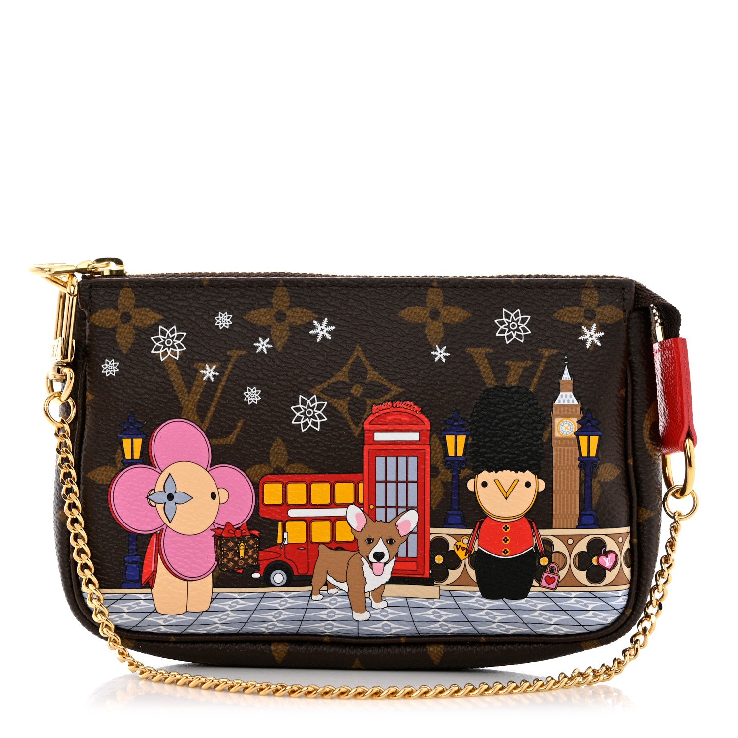 Louis Vuitton Monogram 2021 Christmas Animation London Mini Pochette Accessories Red 1 of 9