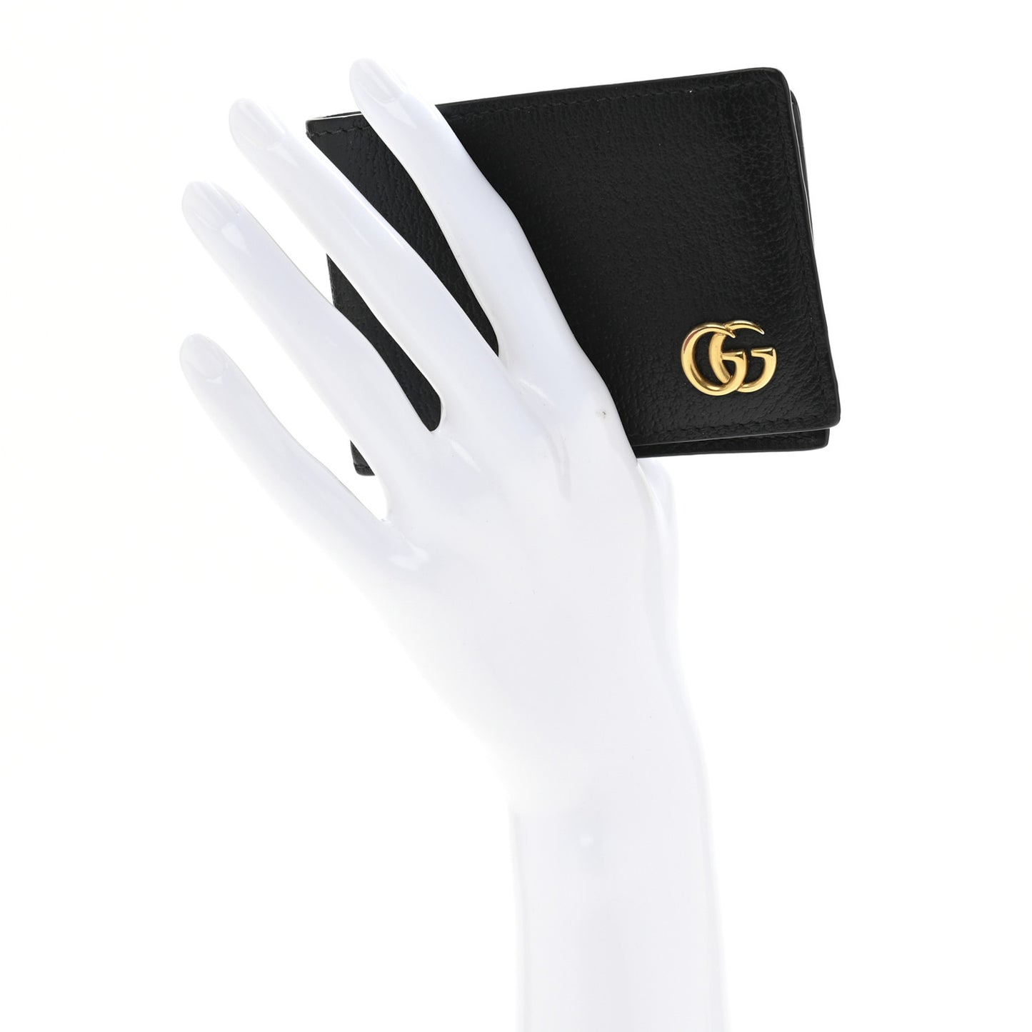 Calfskin Boar Effect GG Marmont Bi-Fold Wallet Black
