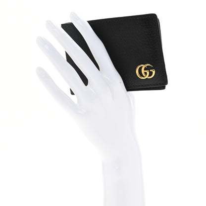 Gucci Calfskin Boar Effect GG Marmont Bi-Fold Wallet Black 2 of 10