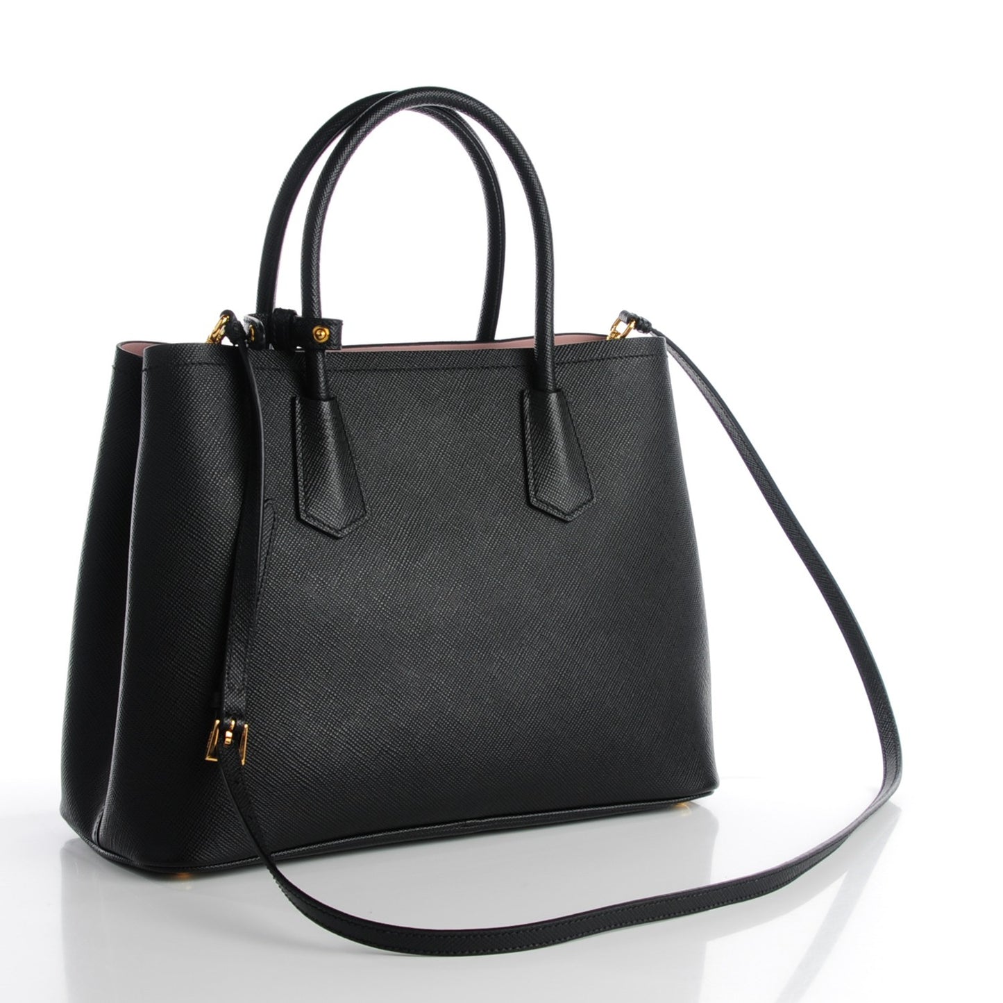 Saffiano Cuir Large Double Bag Black Mughetto