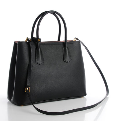 Prada Saffiano Cuir Large Double Bag Black Mughetto 3 of 8