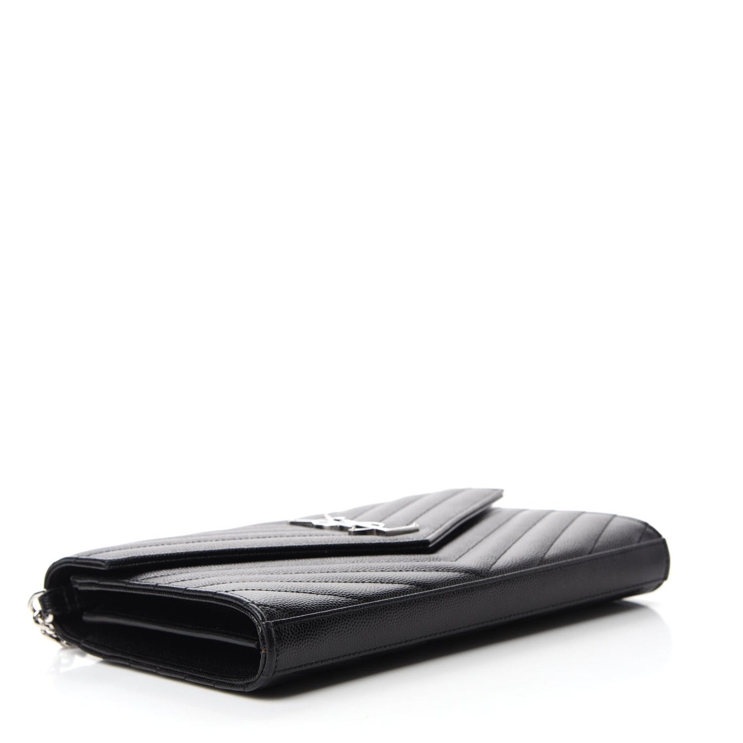 Grain De Poudre Matelasse Chevron Monogram Chain Wallet Black